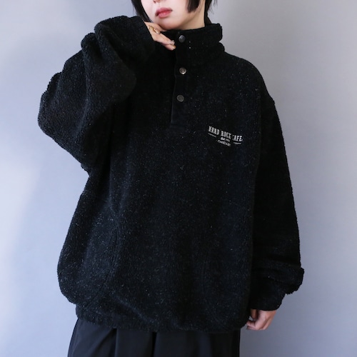 "Hard Rock CAFE" boa fleece half-button pullover