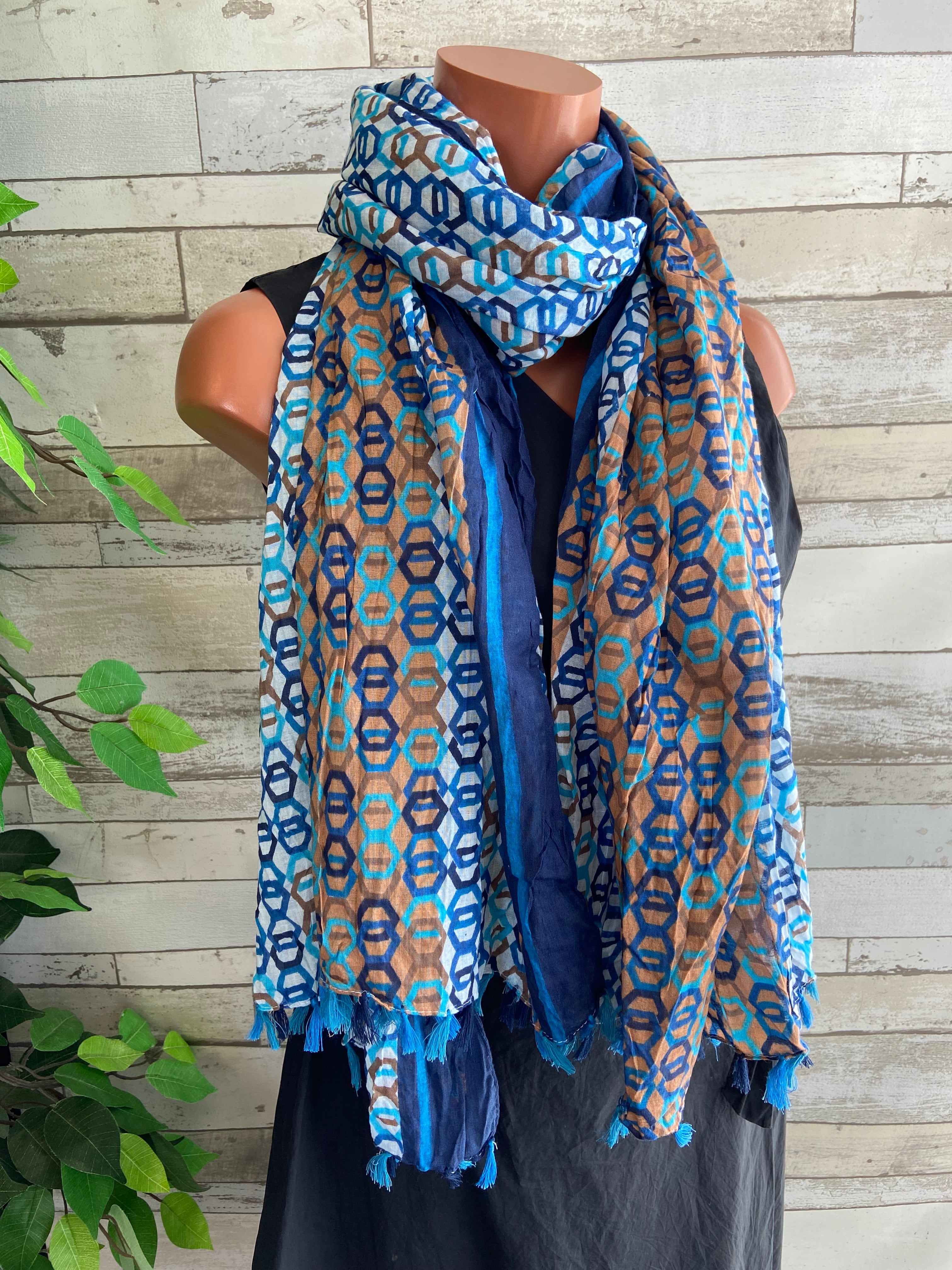 COTTON 100% コットン INDIAインポート大判ストール ｜ロングストール