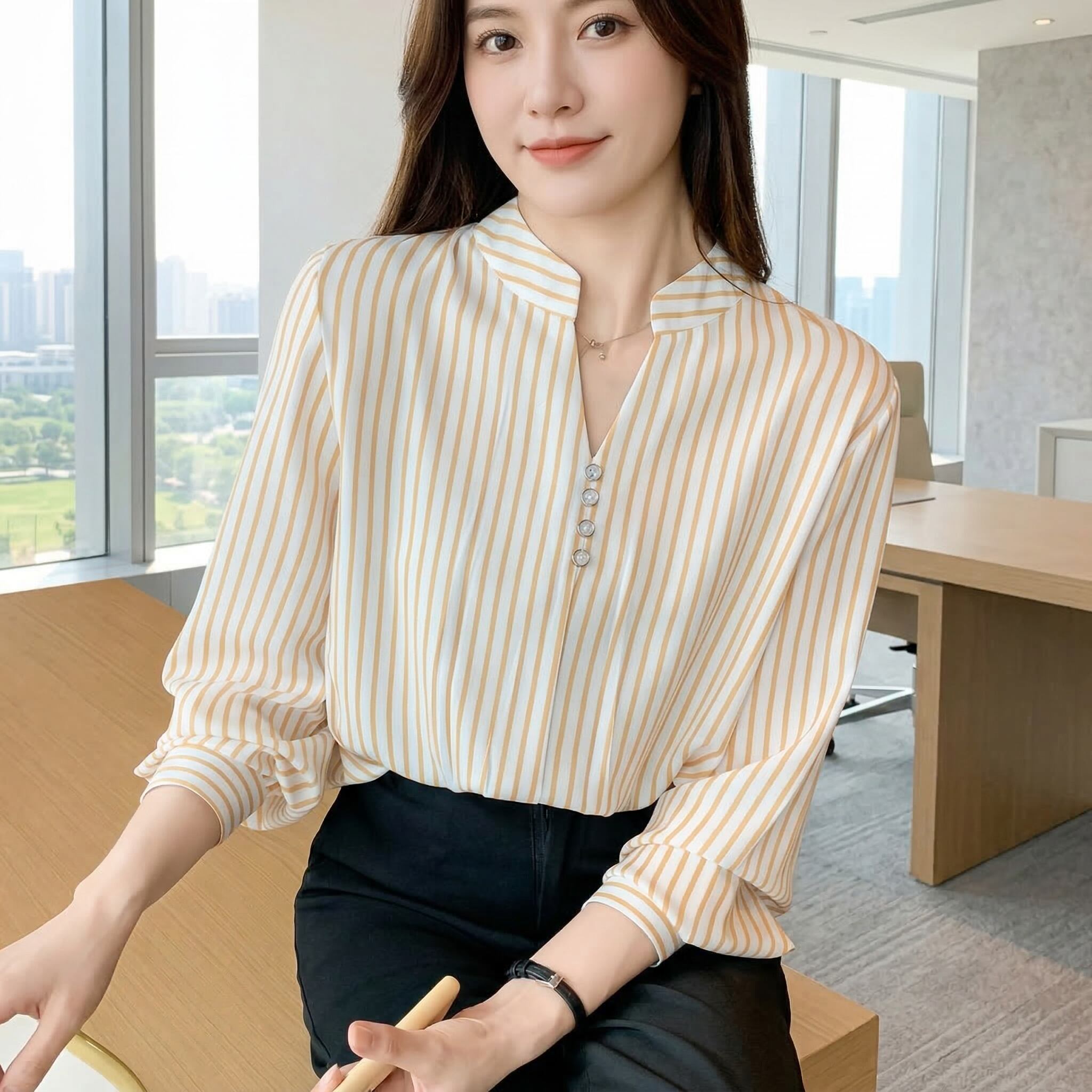 Vネックプルオーバーシャツ A0458