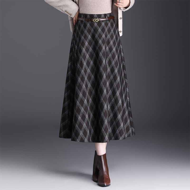 エレガント格子フレアスカート Me1654