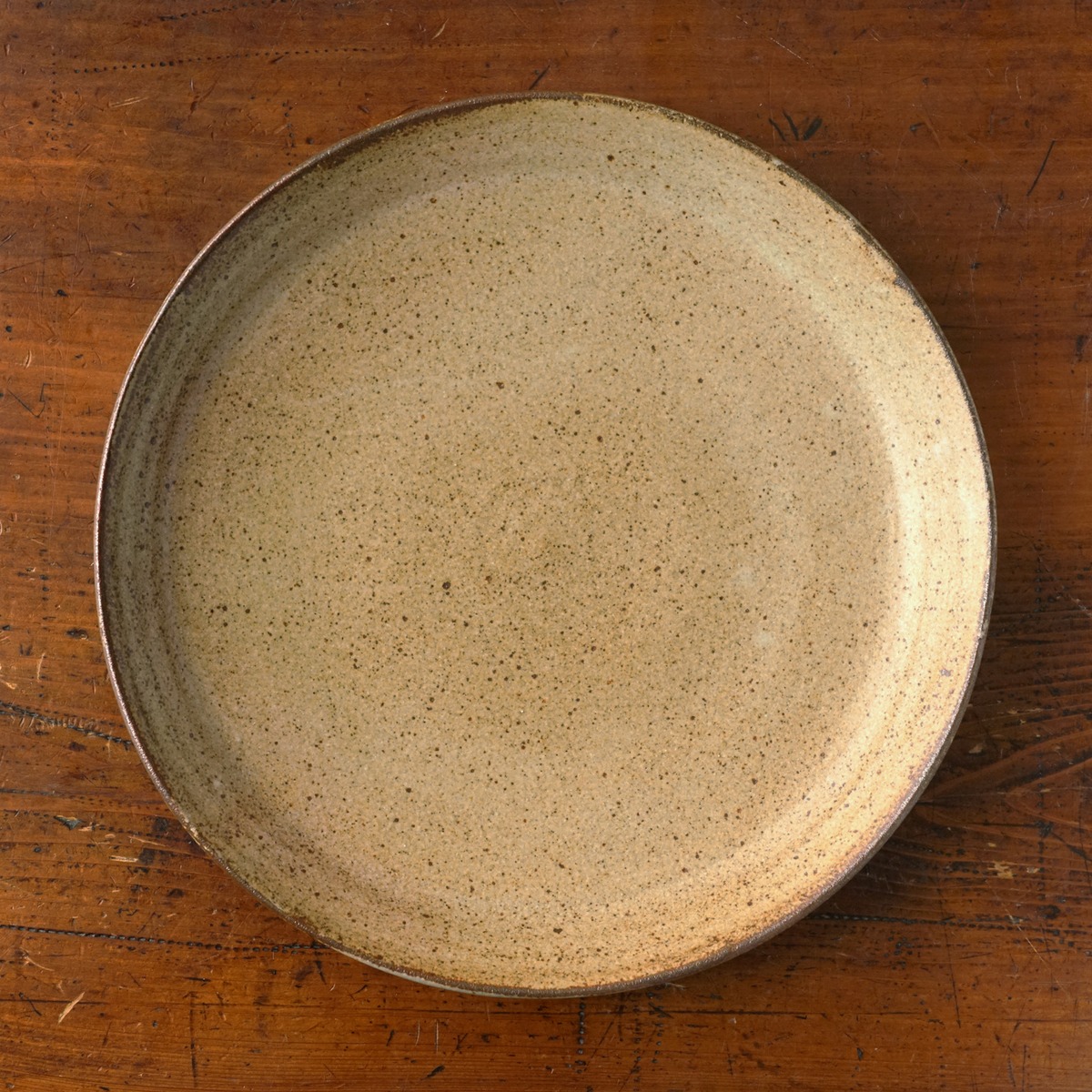 常陸窯いそべ陶苑 プレート Φ24 黄色（土灰釉） 笠間焼 Kasama Pottery 