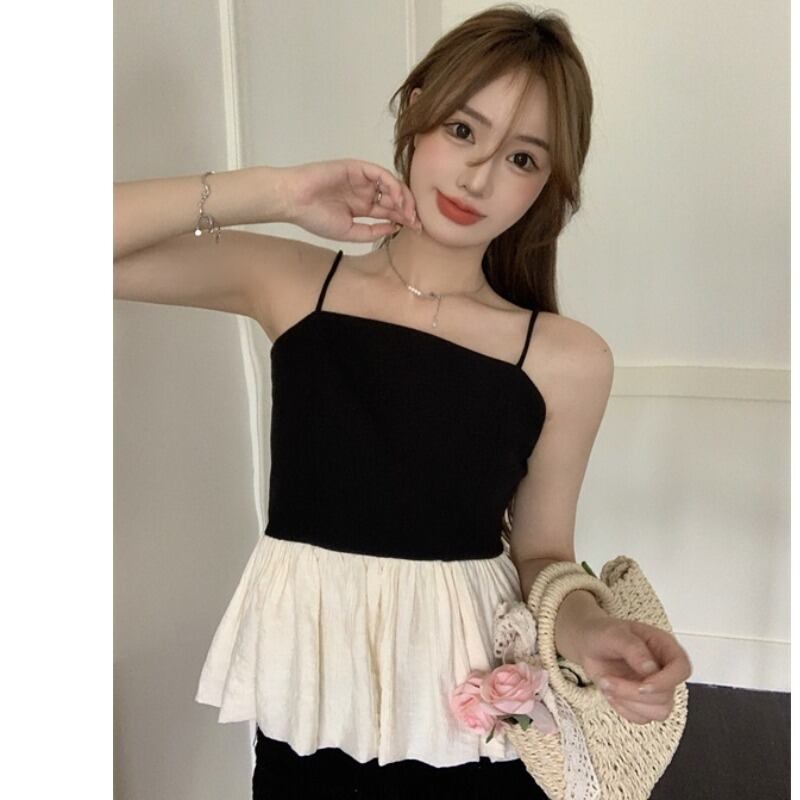 ストラップ サマーショートノースリーブバックトップス 大人ガーリー スウィート キュート カジュアル 夏物 ステッチ YY-ファッション68651435261