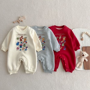 【BABY】新作ベア柄暖かいロンパース