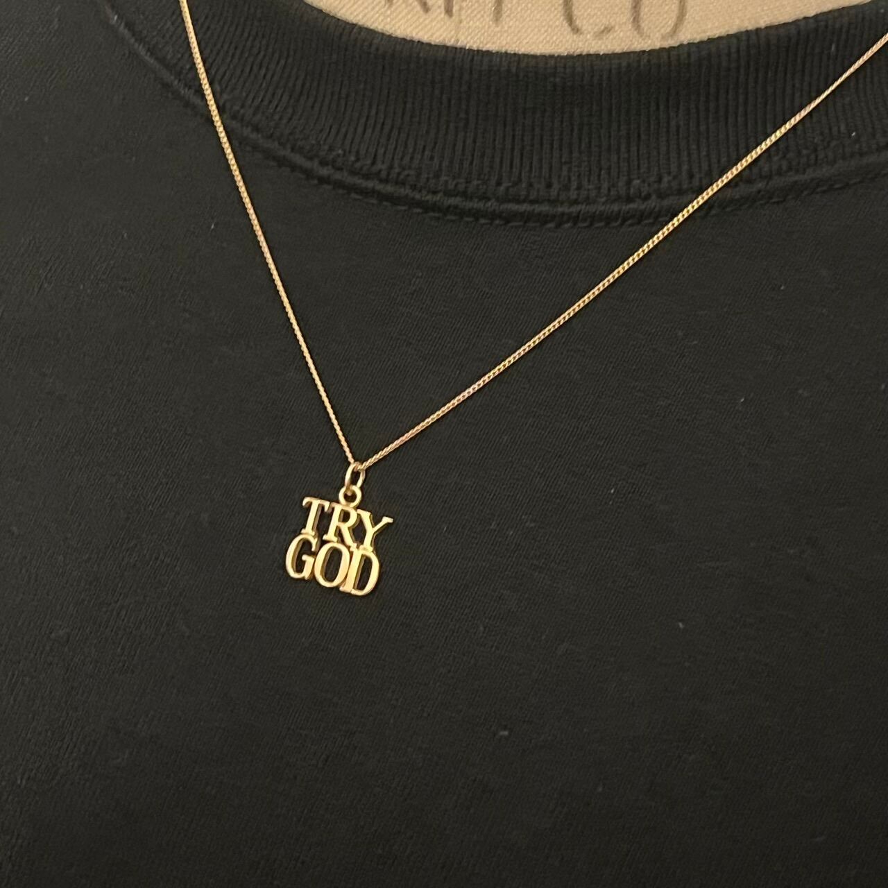 VINTAGE TIFFANY & CO. TRY GOD 14K Gold Charm Necklace