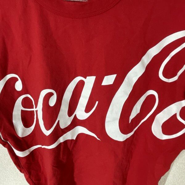 ■GU/ジーユー/CocaCola/コカコーラ/半袖ビッグシルエットTシャツ/ビッグロゴプリント/M/レッド　[GI2888