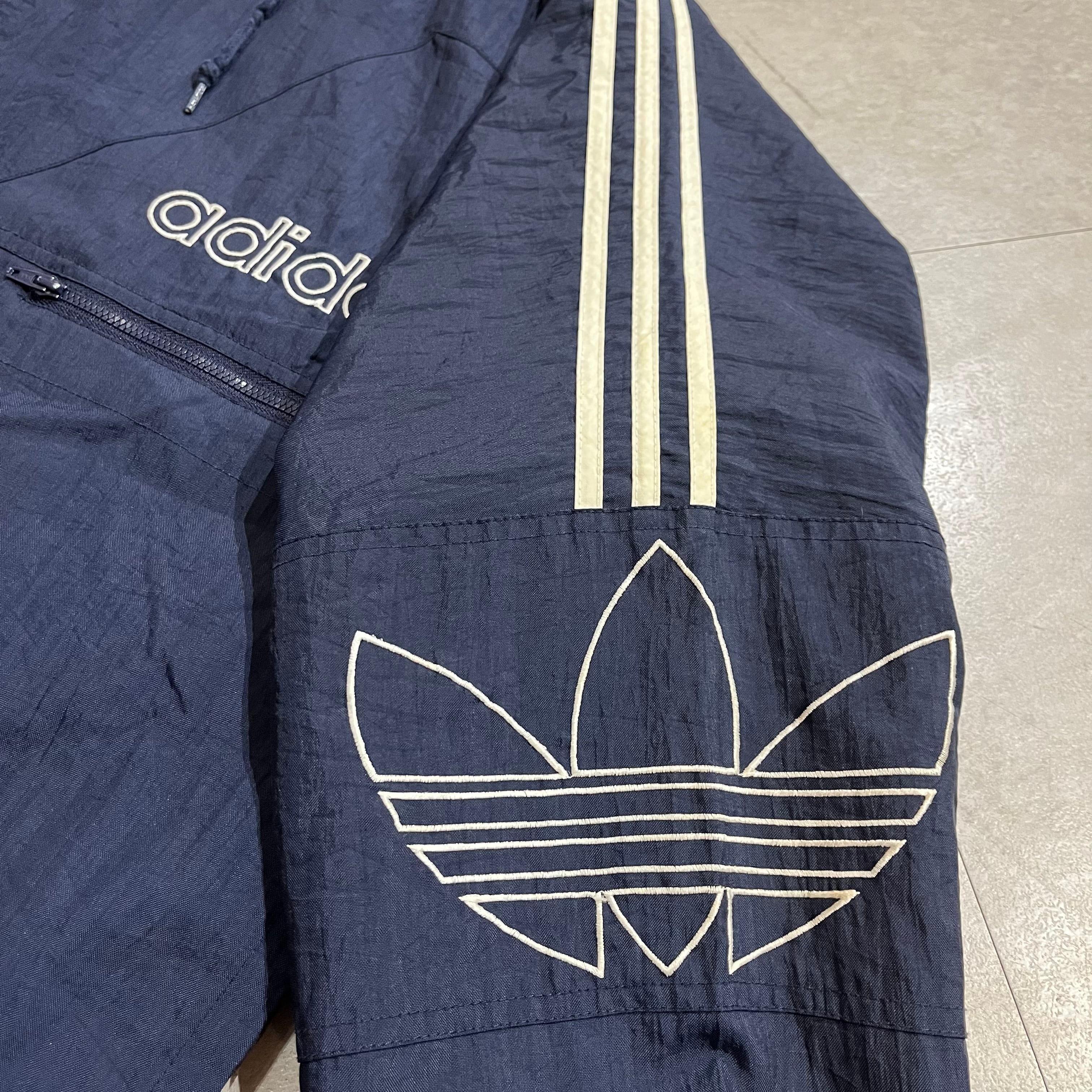 ◎adidas フルジップ ナイロンジャケット【2XL】フーディー ネイビー