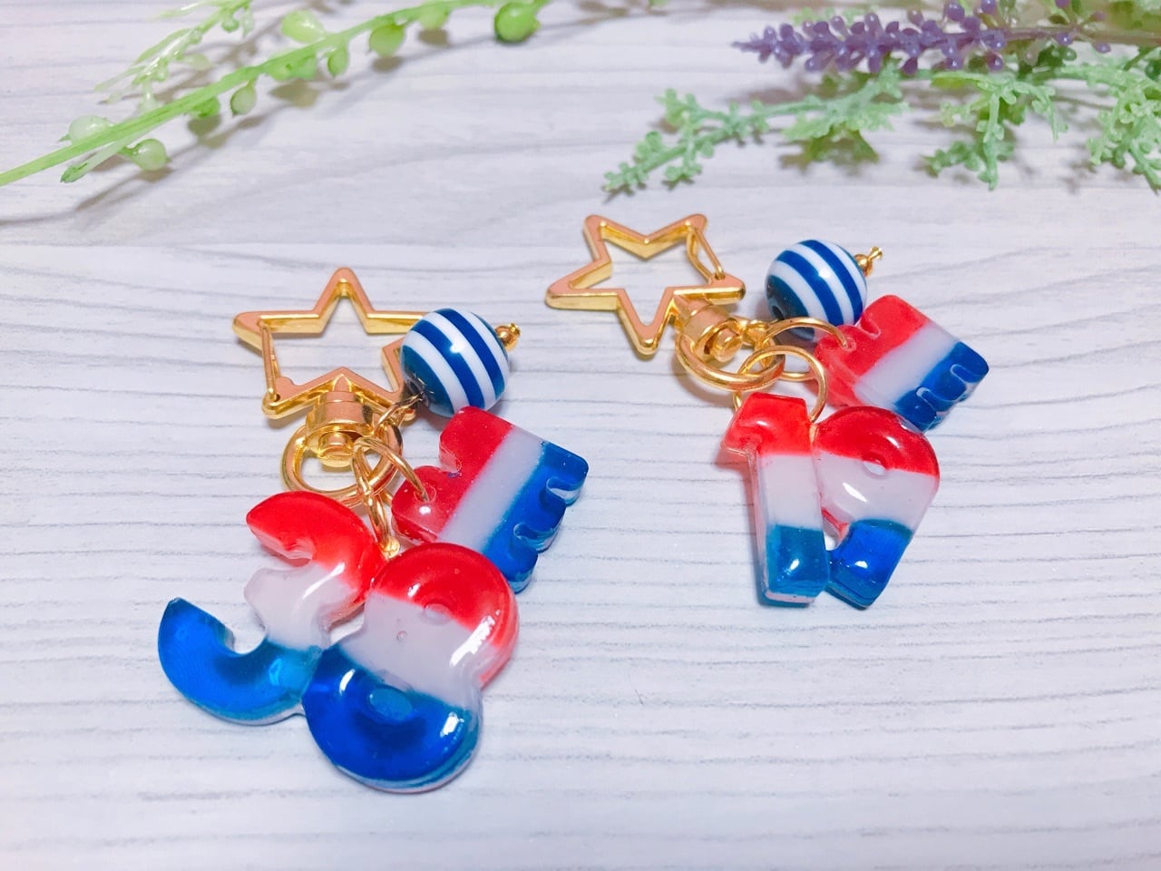 トリコロール レジン 背番号 キーホルダー☆ | tricoloredaisy