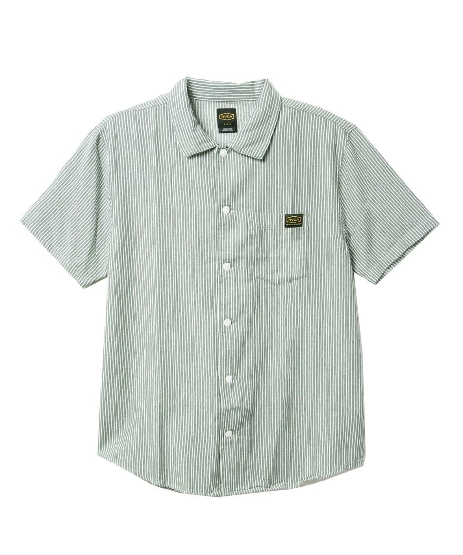 RVCA (ルーカ) DAYSHIFT STRIPE 2 半袖シャツ BC041-121 ABG(グリーンストライプ)