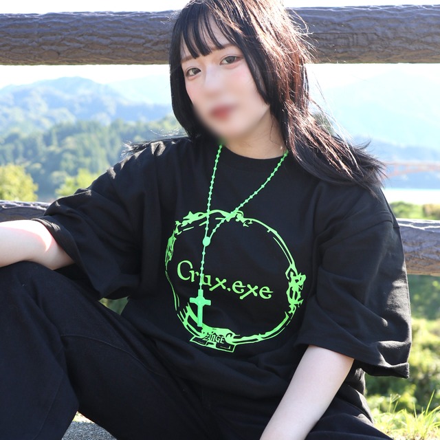 NEON LOGO PRINT BIG S/S TEE+STICKER+KEY CHAIN SET (BLACK)