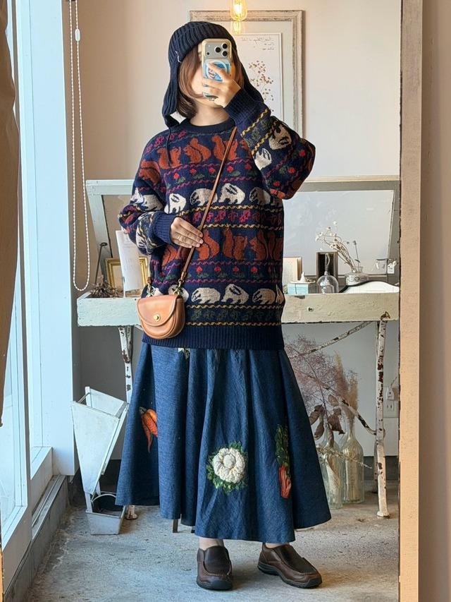 1990’s USA? Elkhan Pure New Wool Squirrel & Rabbit Knit Sweater／L