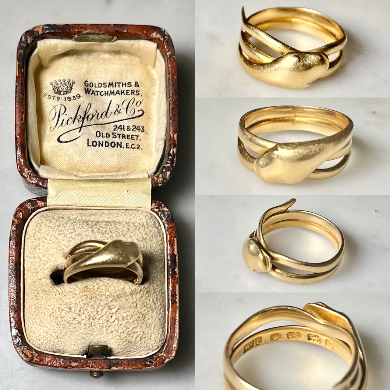 antique c1897 18ct gold snake ring