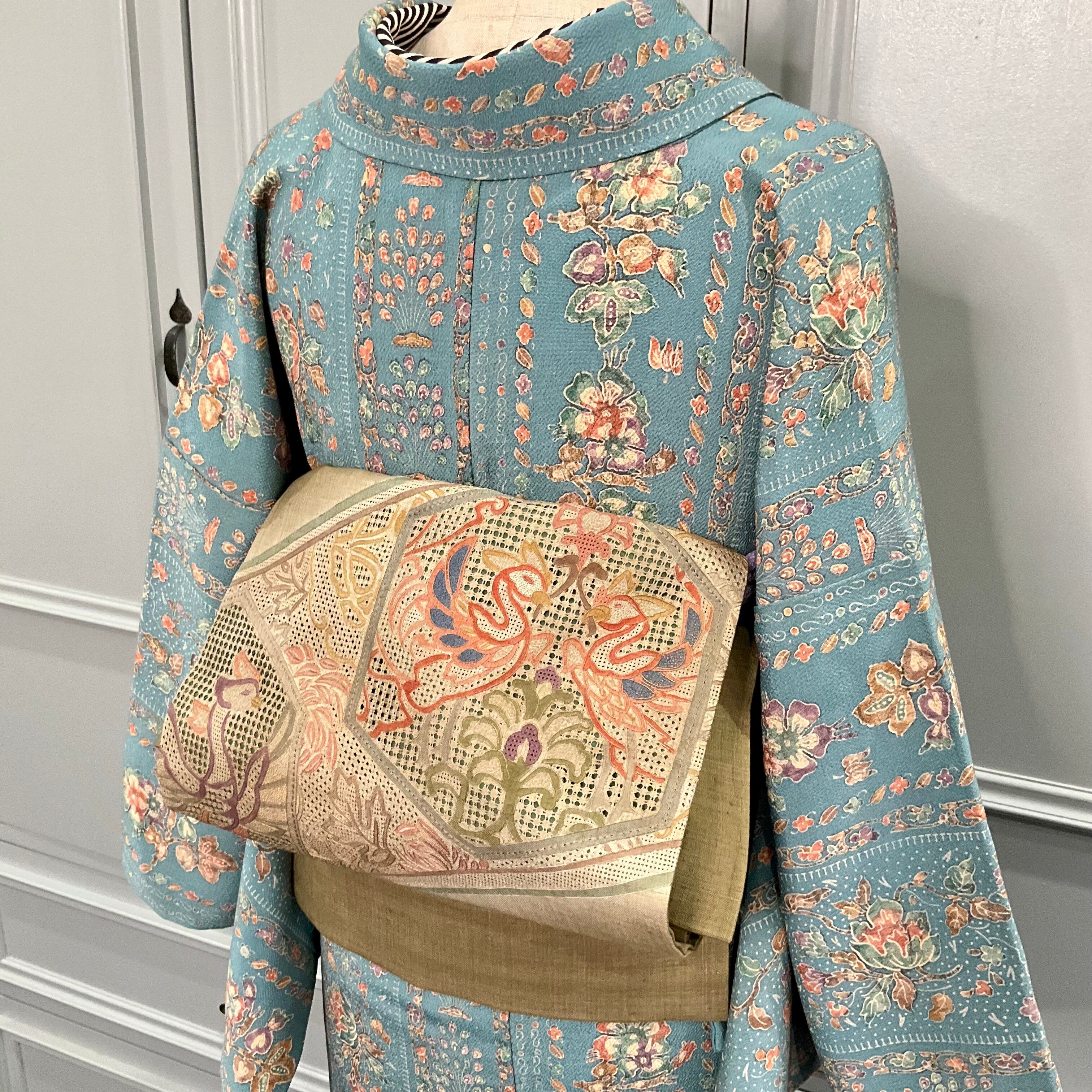 embroidery bird*汕頭刺繍 スワトウ刺繍 鶯色 オリーブグリーン embroidery bird*汕頭刺繍 スワトウ刺繍 鶯色 オリーブグリーン