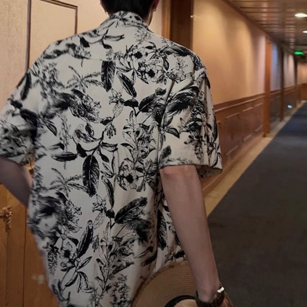 キューバカラービーチ花柄半袖シャツ　0729