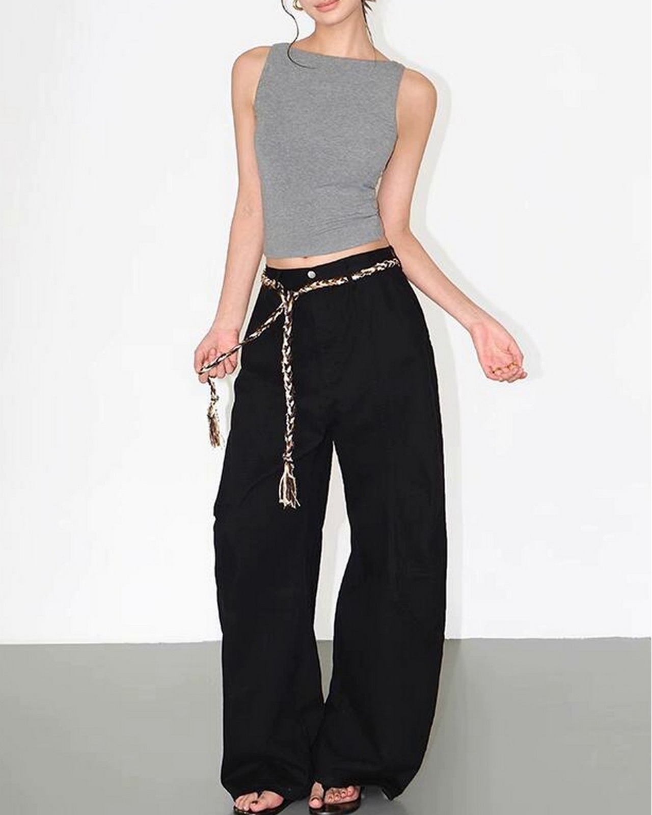 ロープベルトワイドパンツ 2color A0366 - 12