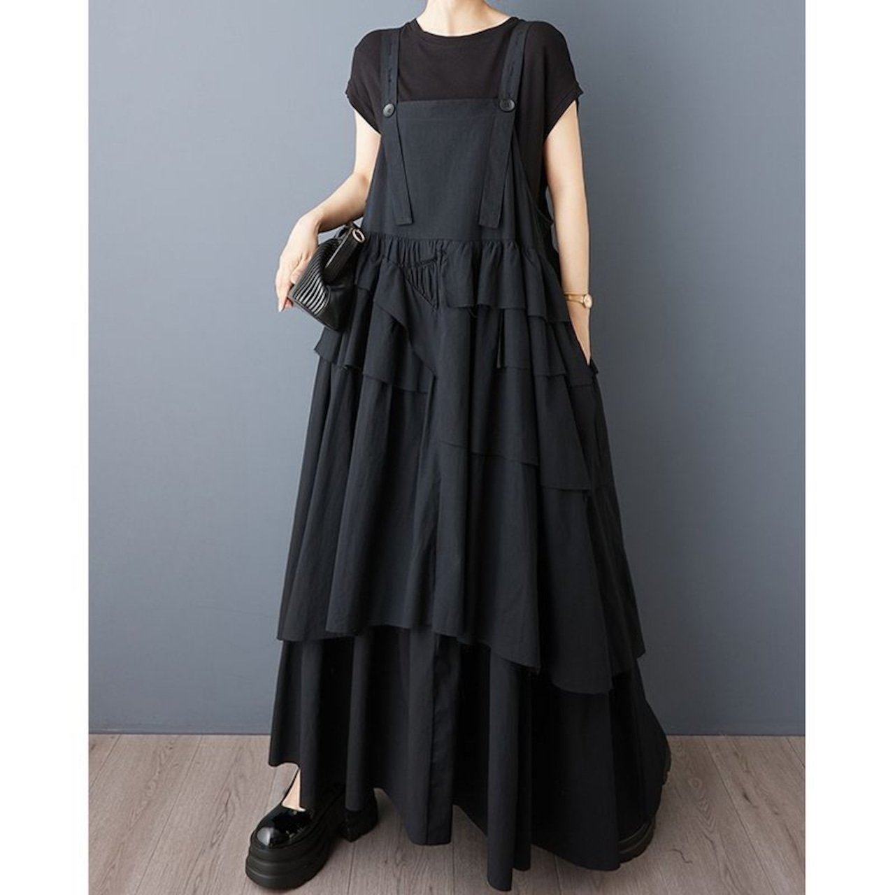 カットオフティアード サスペンダースカート 00172