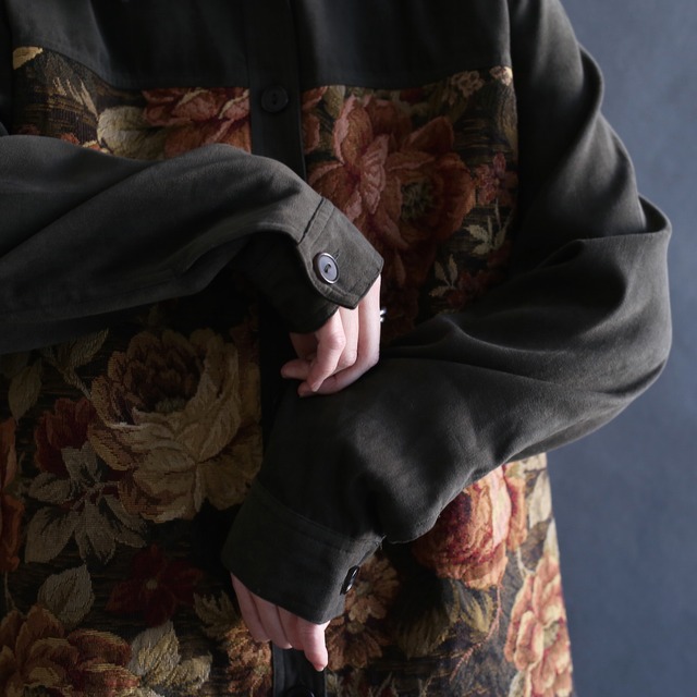 flower Jacquard switching pattern box silhouette jacket