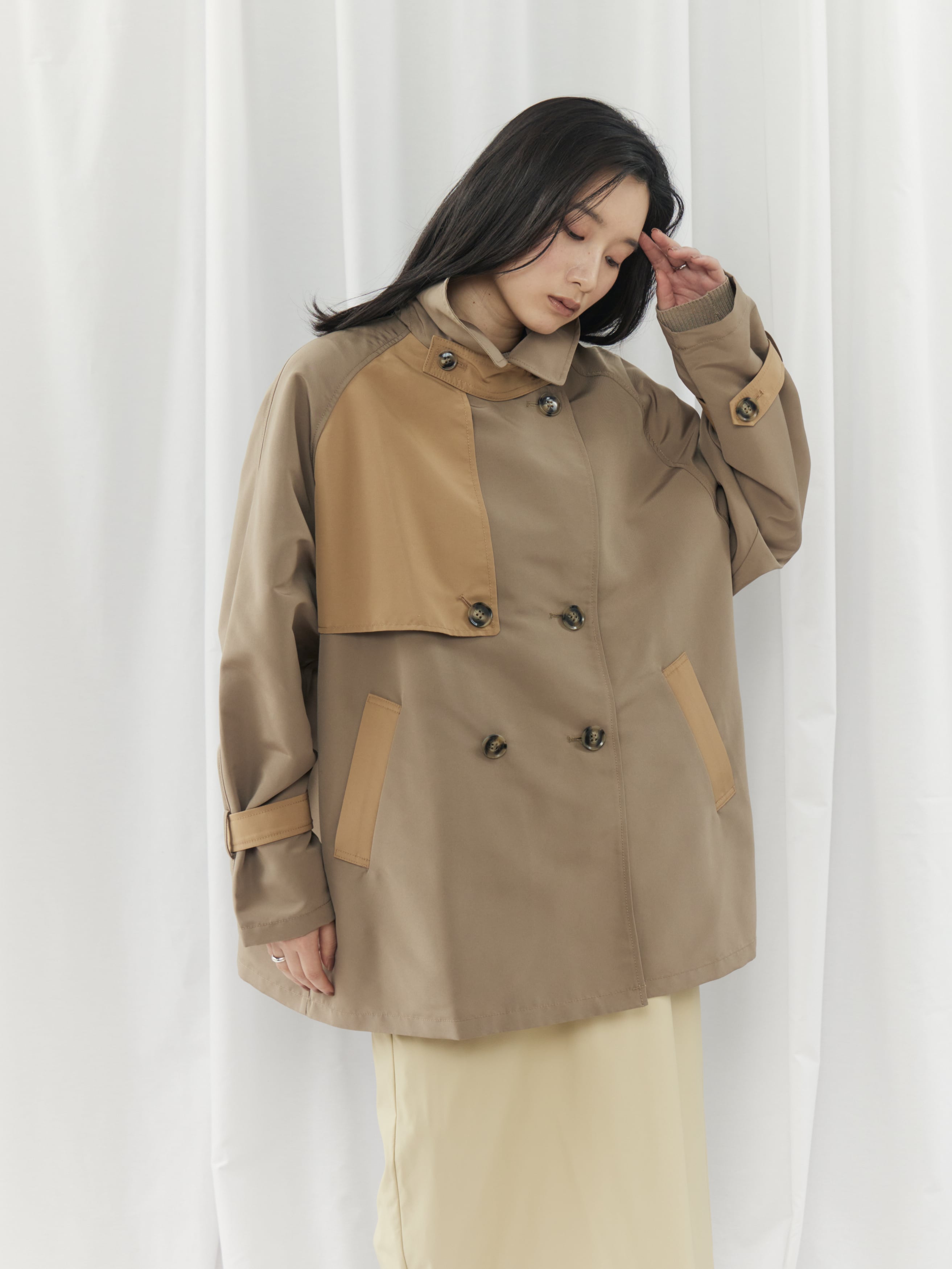 BICOLOR SHORT TRENCH COAT（ﾊﾞｲｶﾗｰｼｮｰﾄﾄﾚﾝﾁｺｰﾄ）【3676100】 | CIEL'AIR