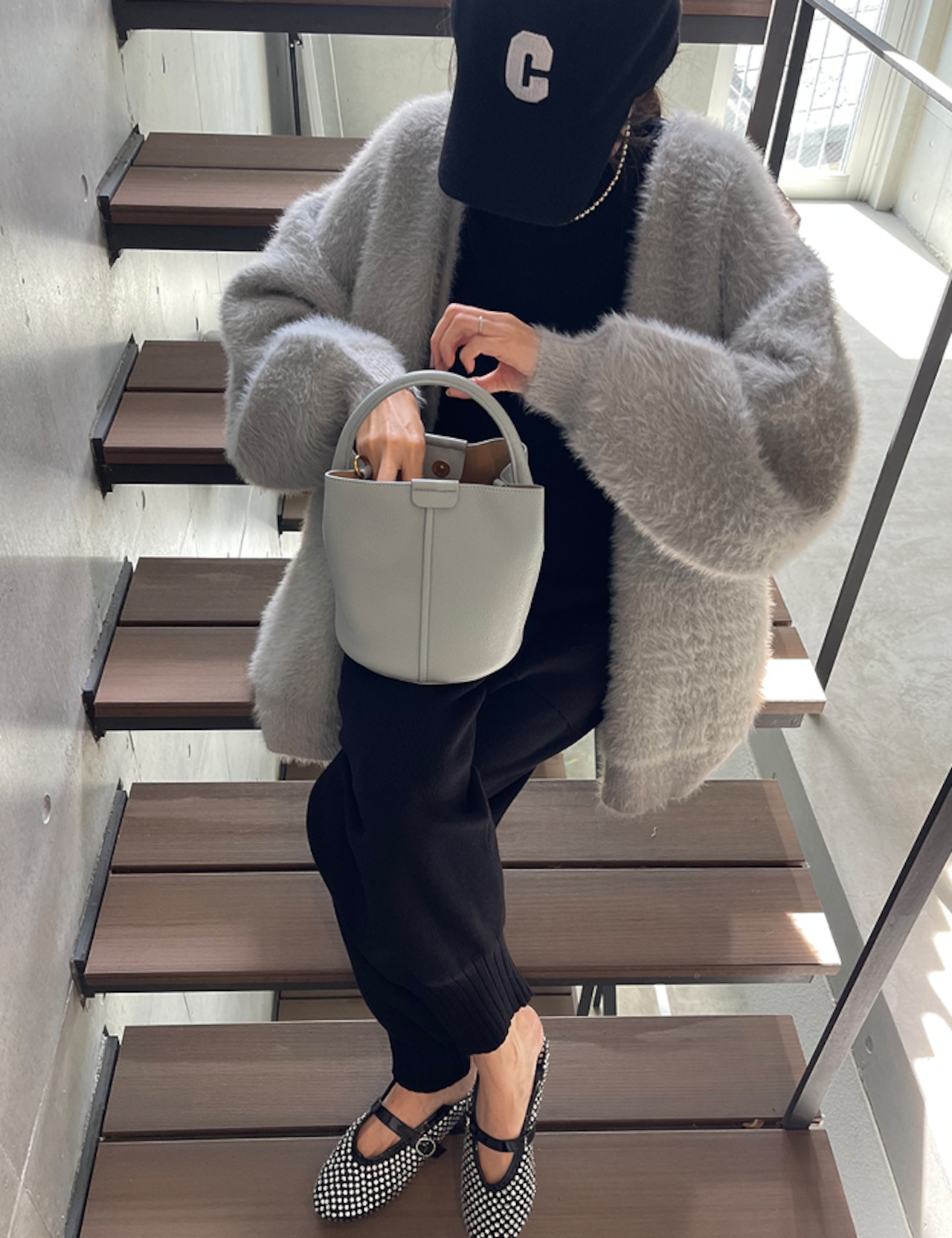 【25aw】Viscose Over-fit Cardigan_Light-Gray