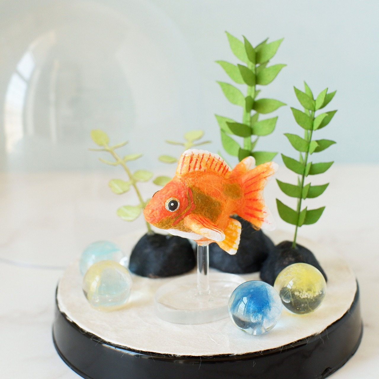 ◌金魚の涼飾り◌ リュウキン(琉金)　和紙アクアリウム／和紙インテリア