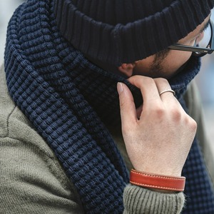 Knitted Square Pattern Scarf / ニット スクエア パターン スカーフ マフラー