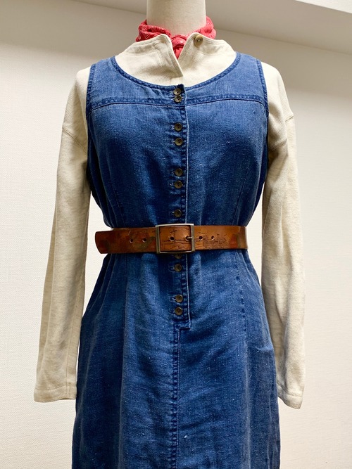Vintage Indigo Linen Sleevless Dress 
