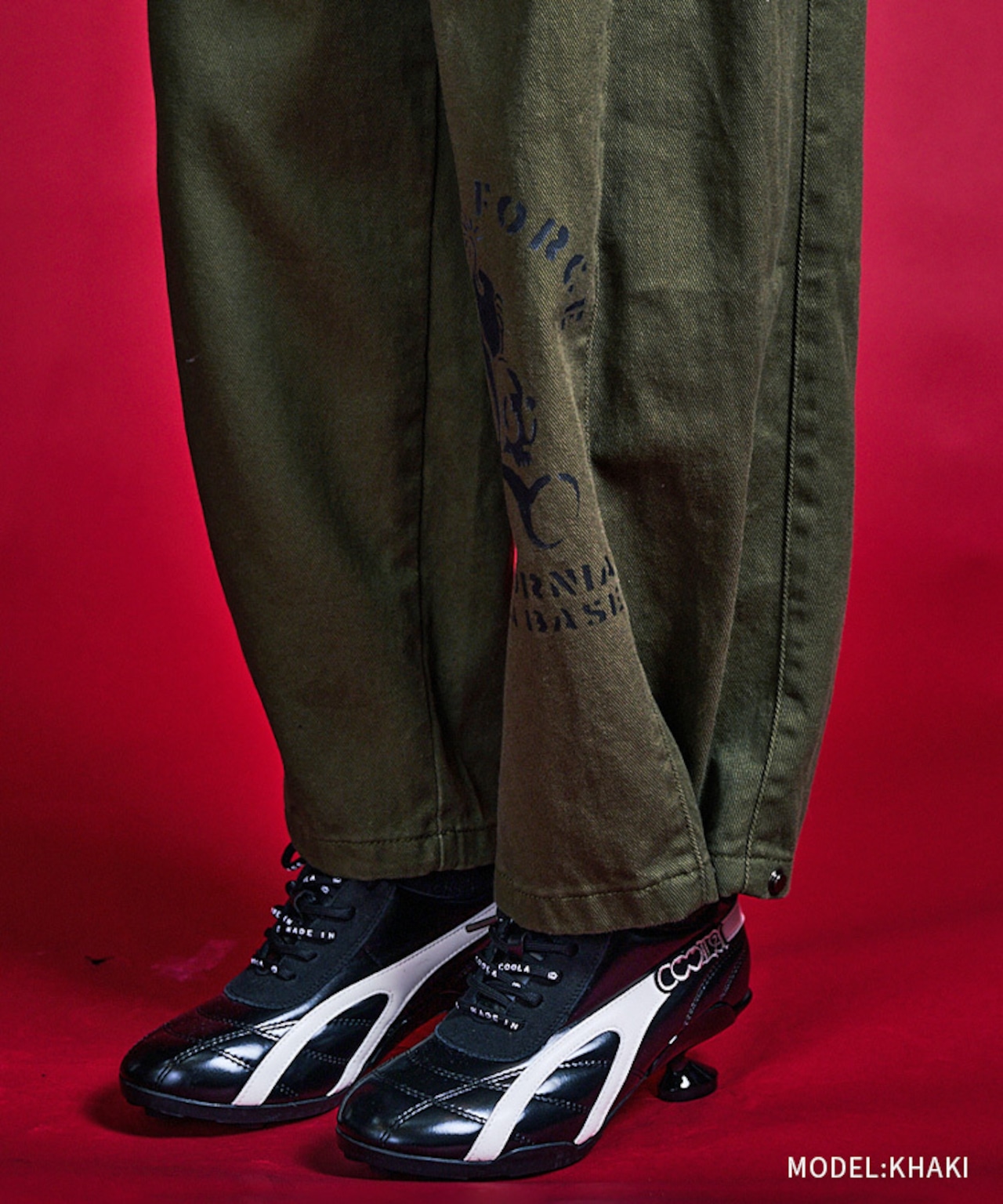 COOLA BASEコットンワイドスナップパンツ (KHAKI) CQ-47089