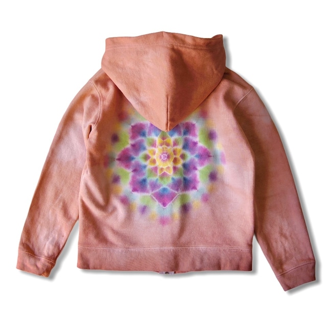 曼荼羅染め TieDye Kids Sweat Zip Parka 130size