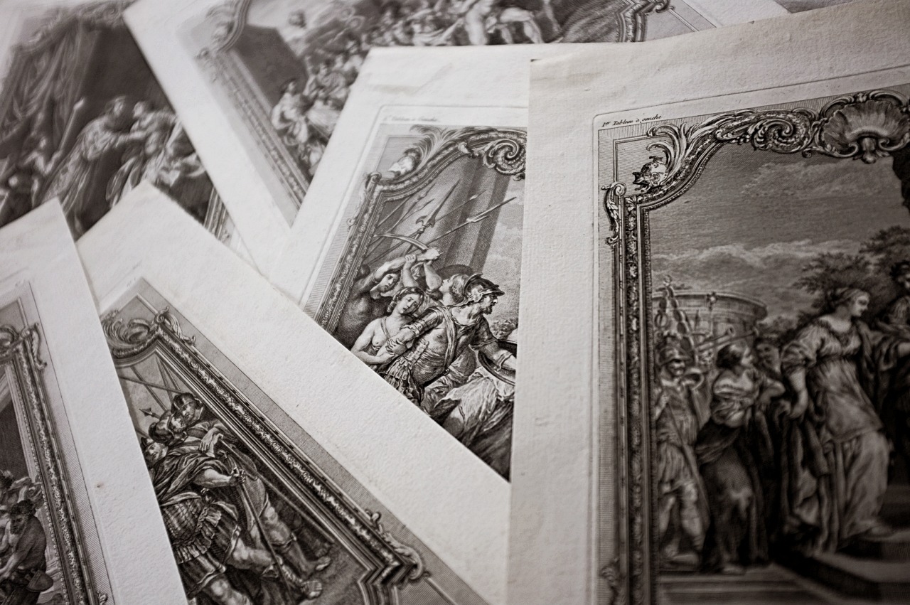 1780s フランス 33c 繊細な歴史的銅版画 図版 ユリウス・カエサル ルーブル美術館所蔵 アンティーク