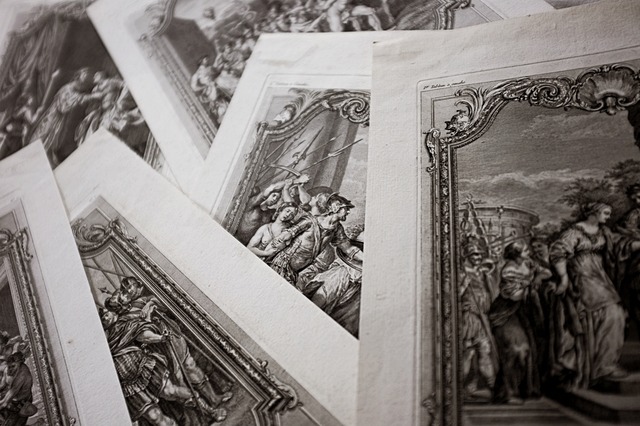 1780s フランス 33c 繊細な歴史的銅版画 図版 ユリウス・カエサル ルーブル美術館所蔵 アンティーク