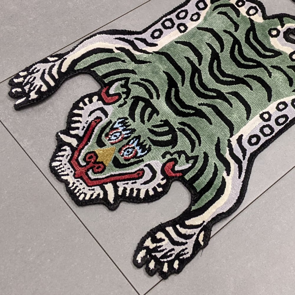 Tibetan Tiger Rug (XSサイズ シルク フォレストグリーン 054