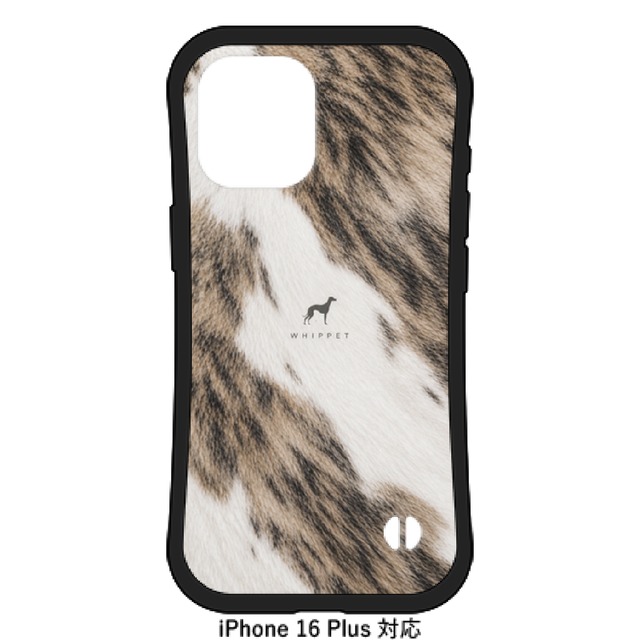 ≪WHIPPETブリンドル＆ホワイト ≫iPhone16Plus耐衝撃グリップケース03