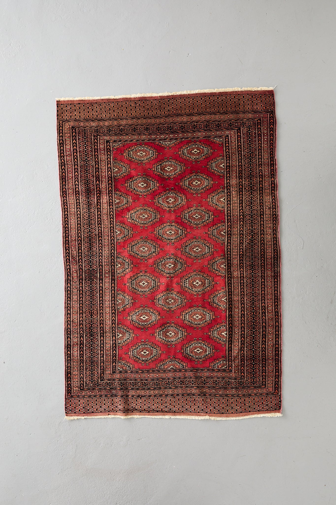 No.224 ヴィンテージラグ トライバルラグ ラホール産(189×125cm) レッド ブラウン ブラック オレンジ