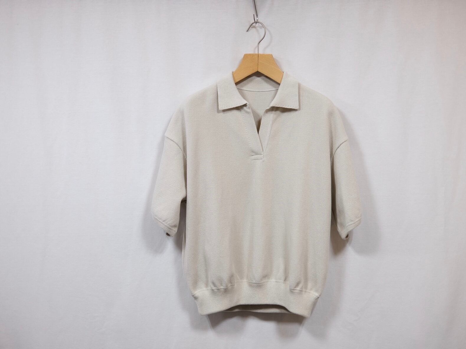 Women's crepuscule”Light Moss Stitch Polo Ivory” | Lapel online store