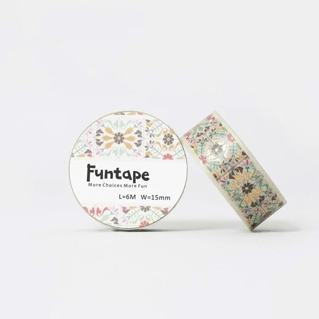 マスキングテープ 台灣特色 タイル柄 異国風（箔押し）