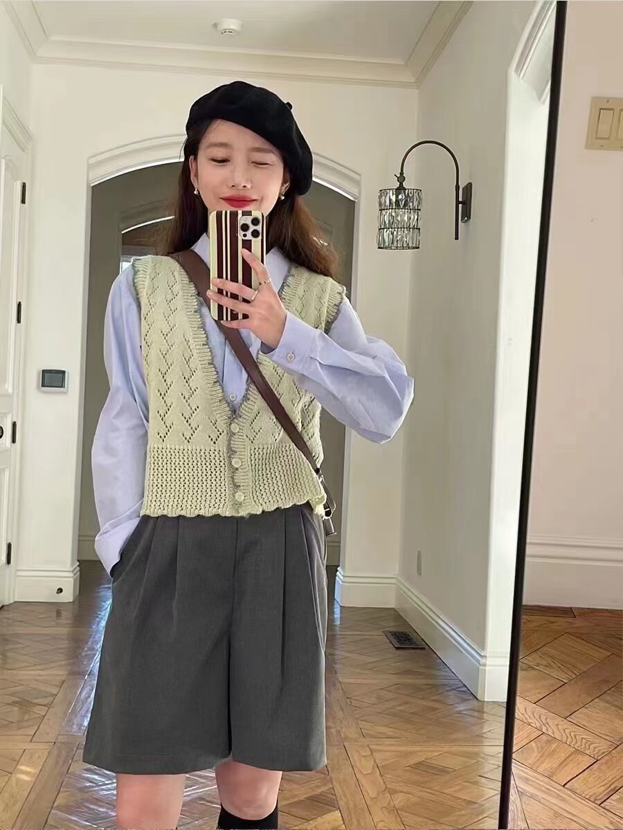 配色ニットベスト　AJ33172-608