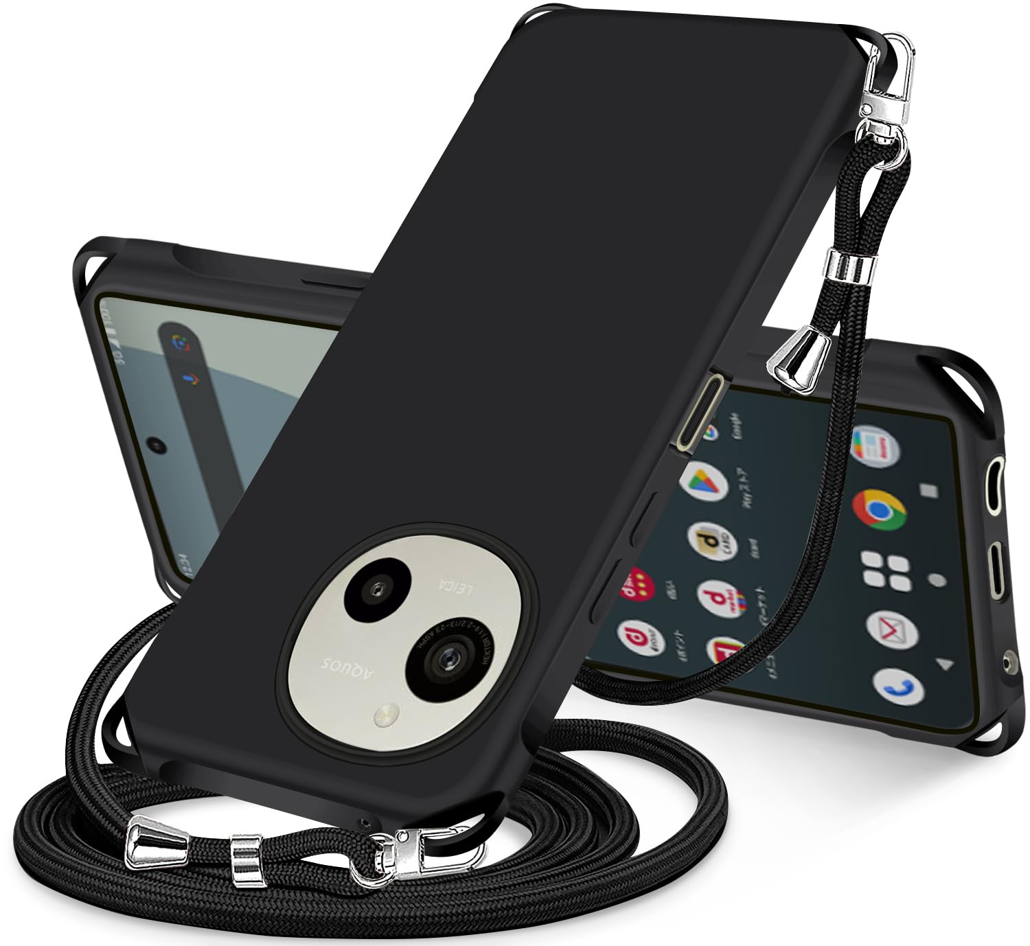 NISIILNG Sense9 / Sense10 用 ケース クリア ショルダー アクオスセンス9 カバー 紐付き 縦/横 2WAY