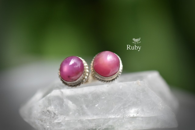 ピンク★rubyシルバーピアス1065