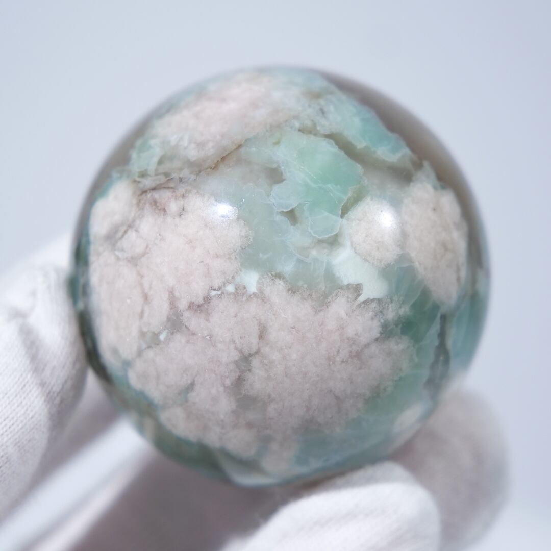 グリーンクォーツ　フラワーアゲート共生　スフィア　約57mm グリーンクォーツ フラワーアゲート共生 スフィア 約57mm