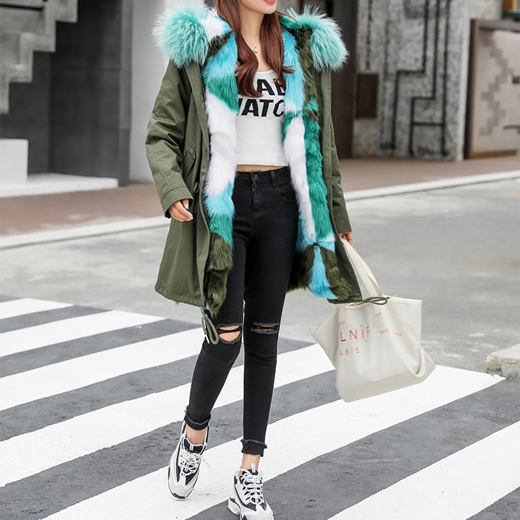 レディース アウター コート ジャケット ロングパーカ ファー 長袖