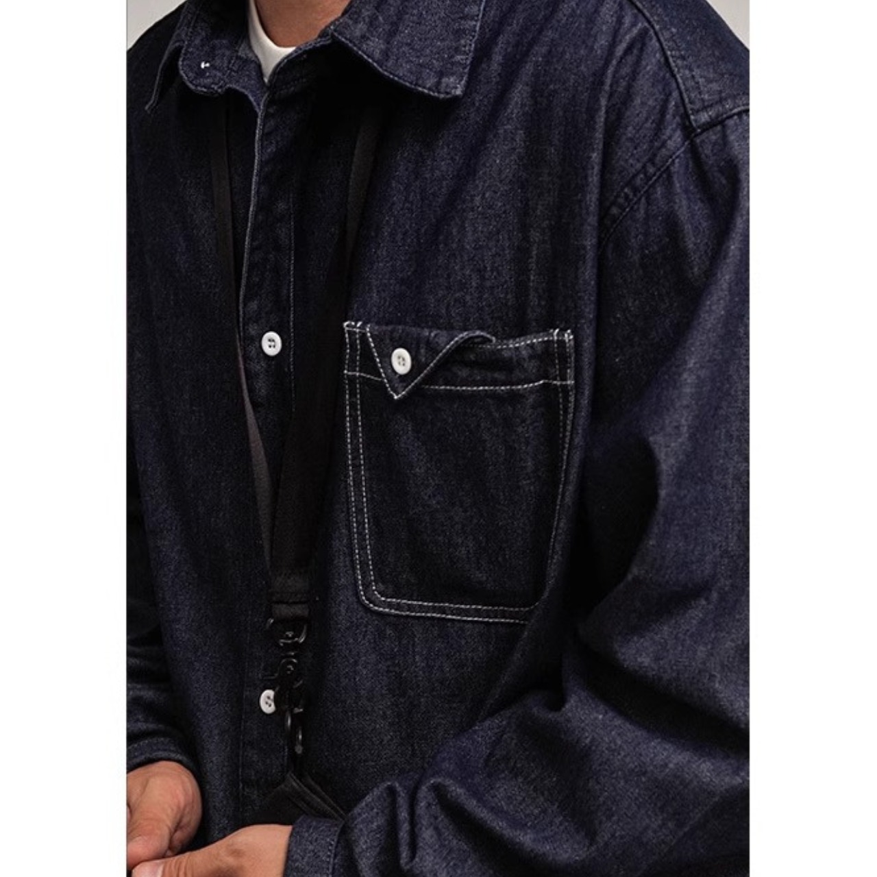 Contrast stitch denim shirt 1093 - 9