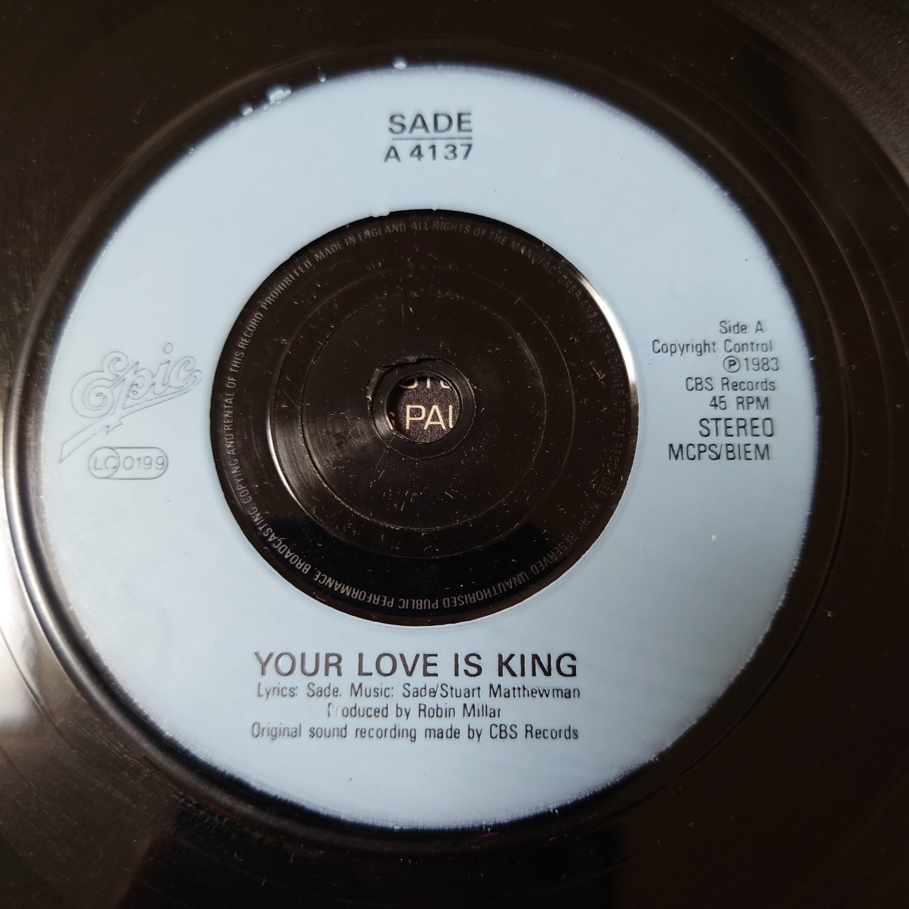 SADE your love is king. love affair with life. 7 vinyl SINGLE. A4137