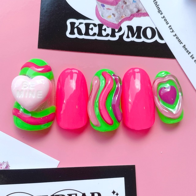 【送料無料】ネイルチップNo.36♡ネイル/韓国/アート/パーツ/カラフル/POP