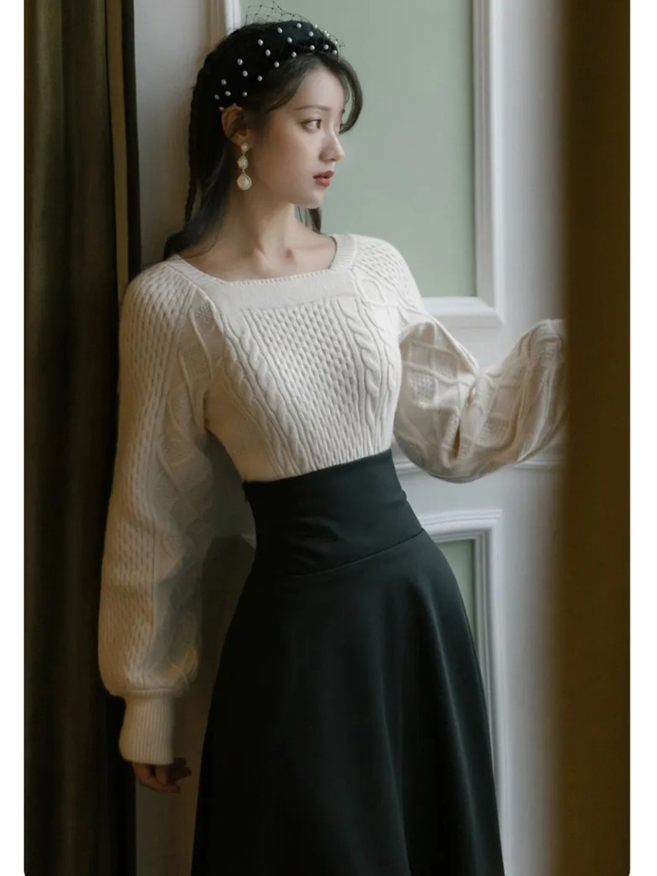 【0211】Simple Ribbon Long Sleeve 2 Piece Set