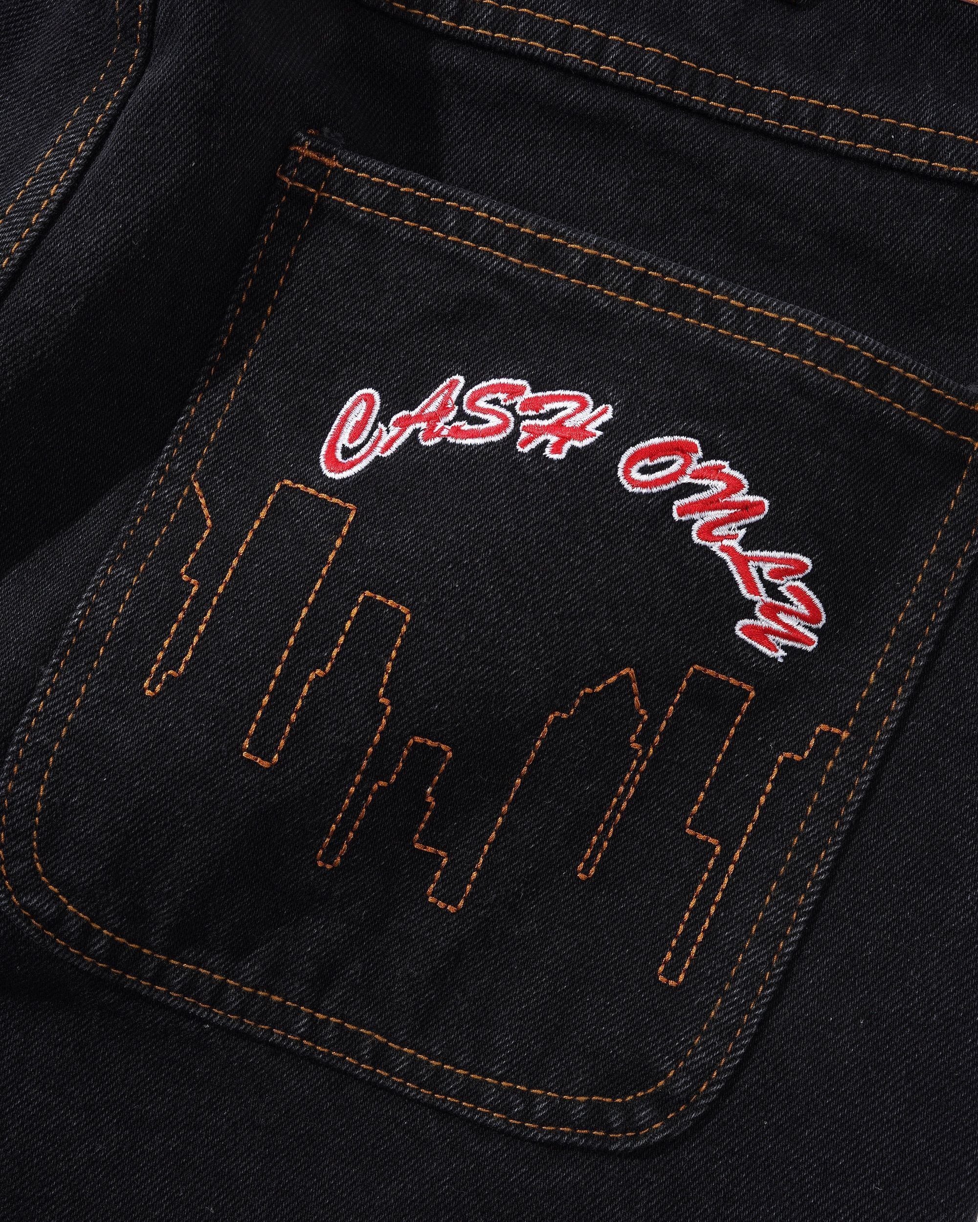 CASH ONLY / Logo Baggy Denim Jeans / Washed Black | GOOD TIMES