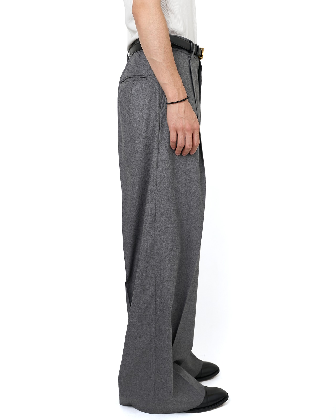 ssstein "WOOL FLANNEL EXTRA WIDE TROUSERS〔GREY〕"
