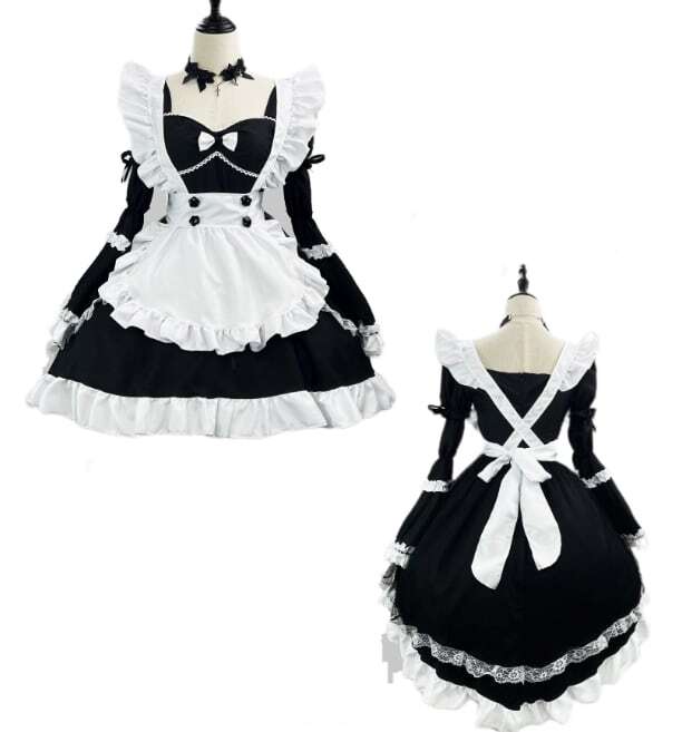 S-5XL】チョーカー＆つけ袖付きメイド服セット kos36☆ | メイド服
