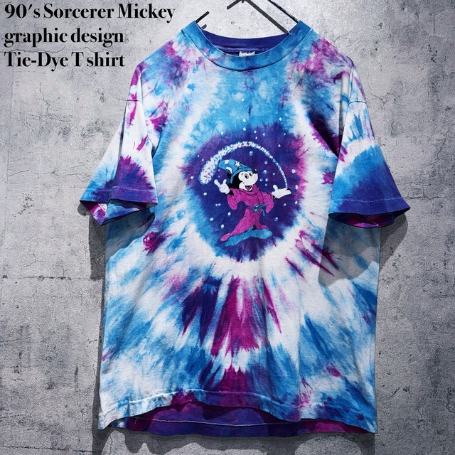 90's Sorcerer Mickey graphic design Tie-Dye T shirt