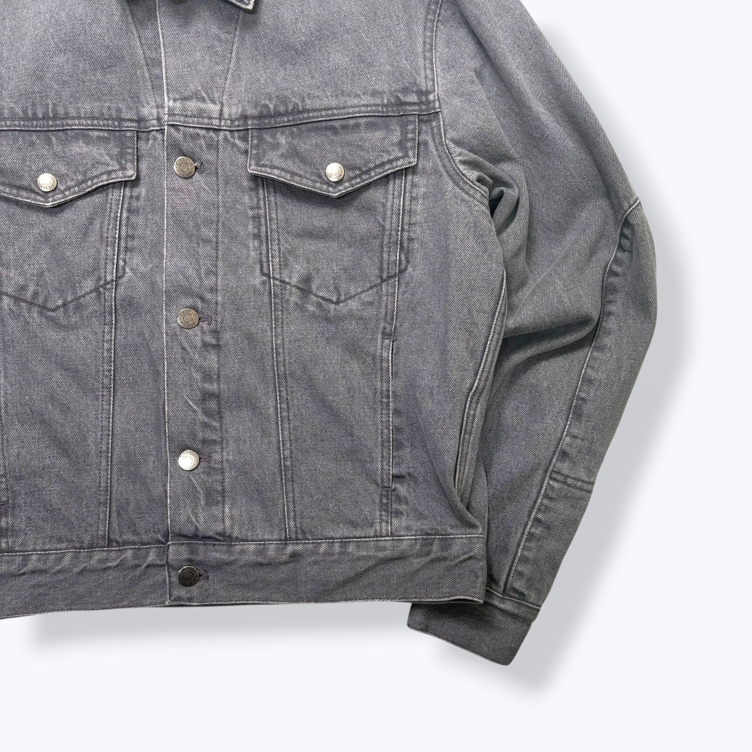 90s Calvin Klein Yarn Dyed Black Denim Jacket 【S】 90年代