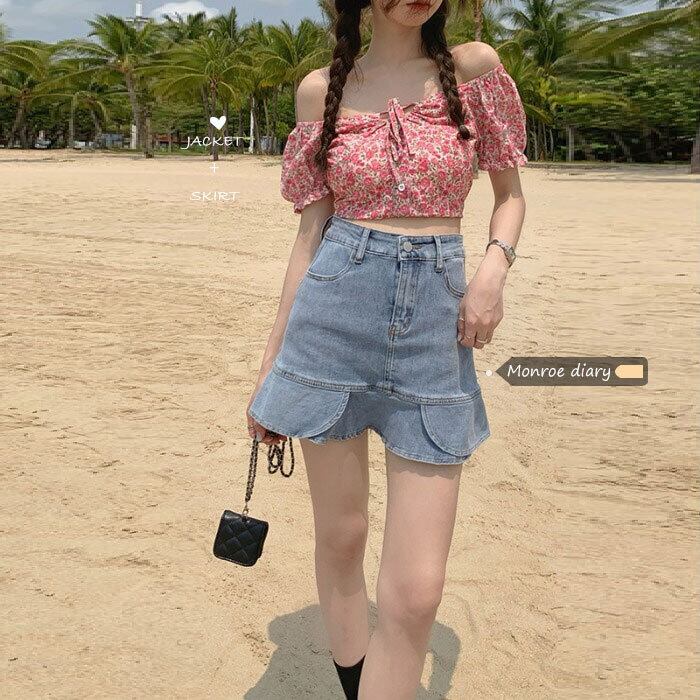 ウェストスカート 薄手ショートスタンダードAラインサマー レトロ 夏物 モンロー58357814044