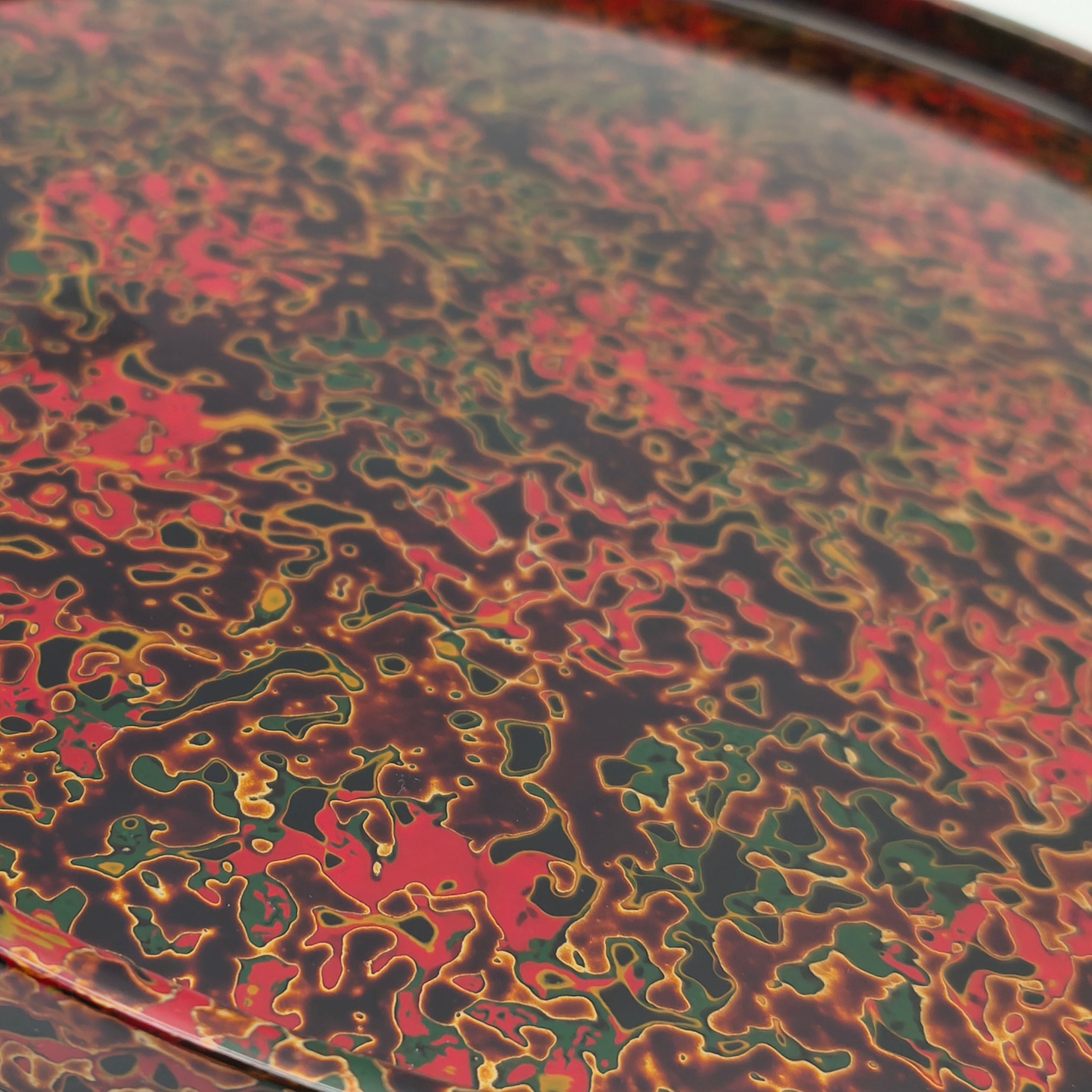 津軽塗（唐塗）バカ塗り・丸盆・お盆・トレー・天然木・伝統工芸・No